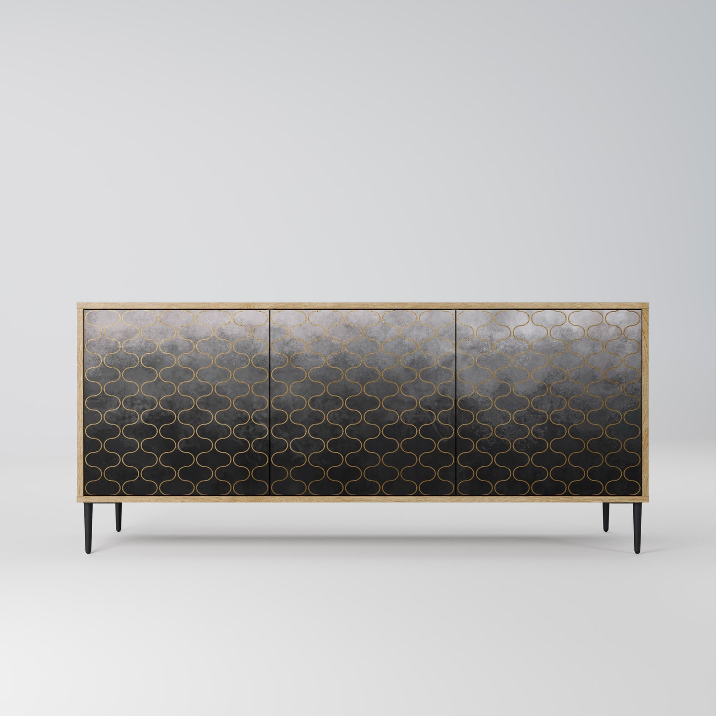 TESSELATED GRAYISH 3-Door Sideboard in Oak Effect