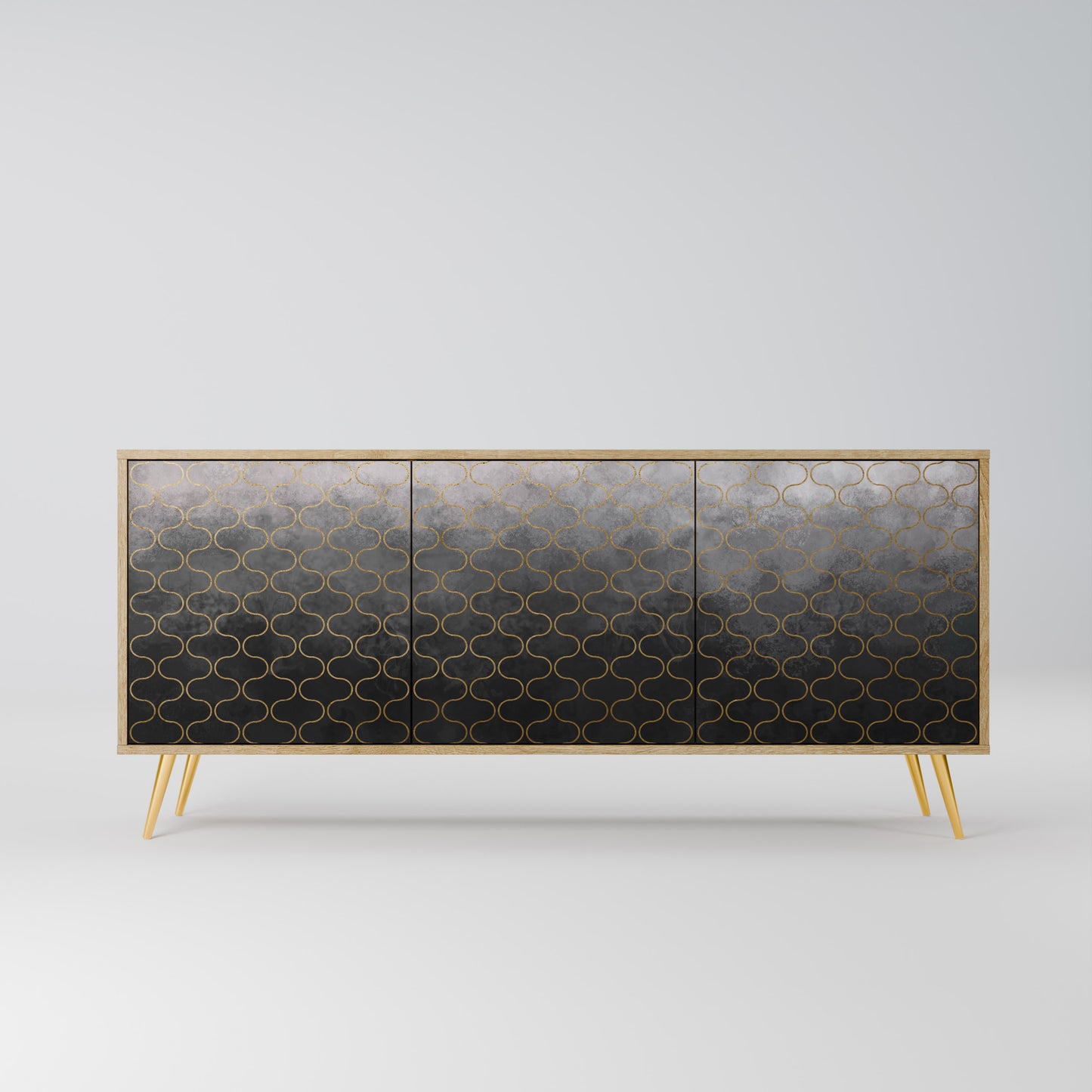 TESSELATED GRAYISH 3-Door Sideboard in Oak Effect