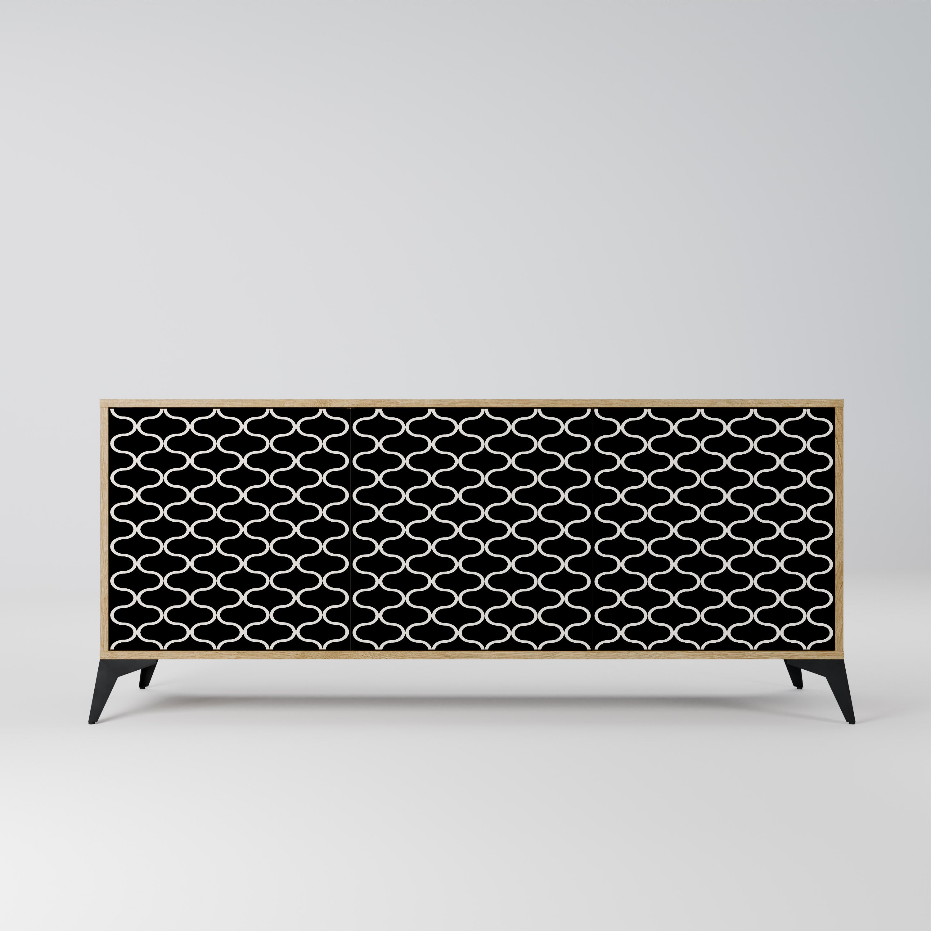 TESSELATED BLACKNESS 3-Door Sideboard in Oak Effect