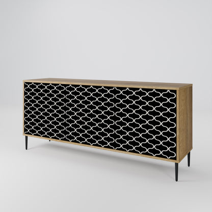 TESSELATED BLACKNESS 3-Door Sideboard in Oak Effect