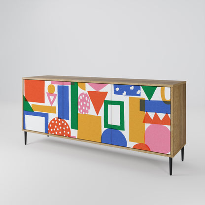 GEOMETRIC GLIMMER 3-dörrars skänk i ekeffekt
