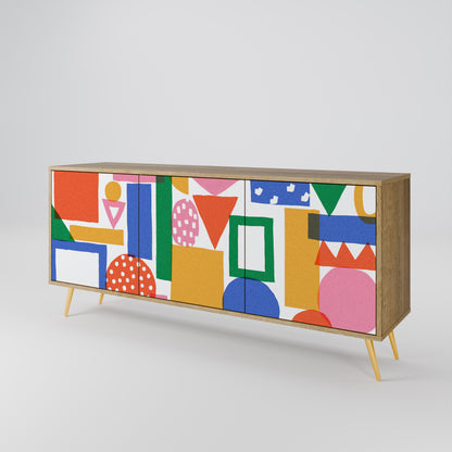 GEOMETRIC GLIMMER 3-dörrars skänk i ekeffekt