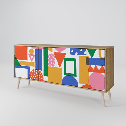 GEOMETRIC GLIMMER 3-dörrars skänk i ekeffekt