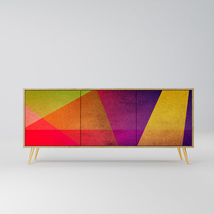 VIVID GEOMETRY 3-dörrars skänk i ekeffekt