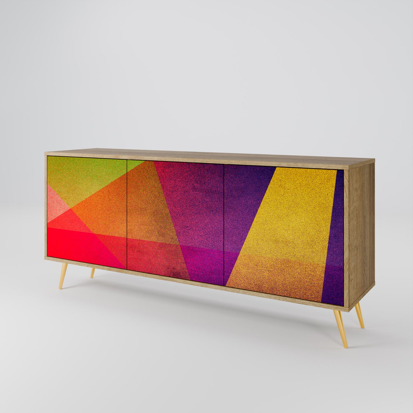 VIVID GEOMETRY 3-dörrars skänk i ekeffekt