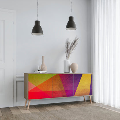 VIVID GEOMETRY 3-dörrars skänk i ekeffekt
