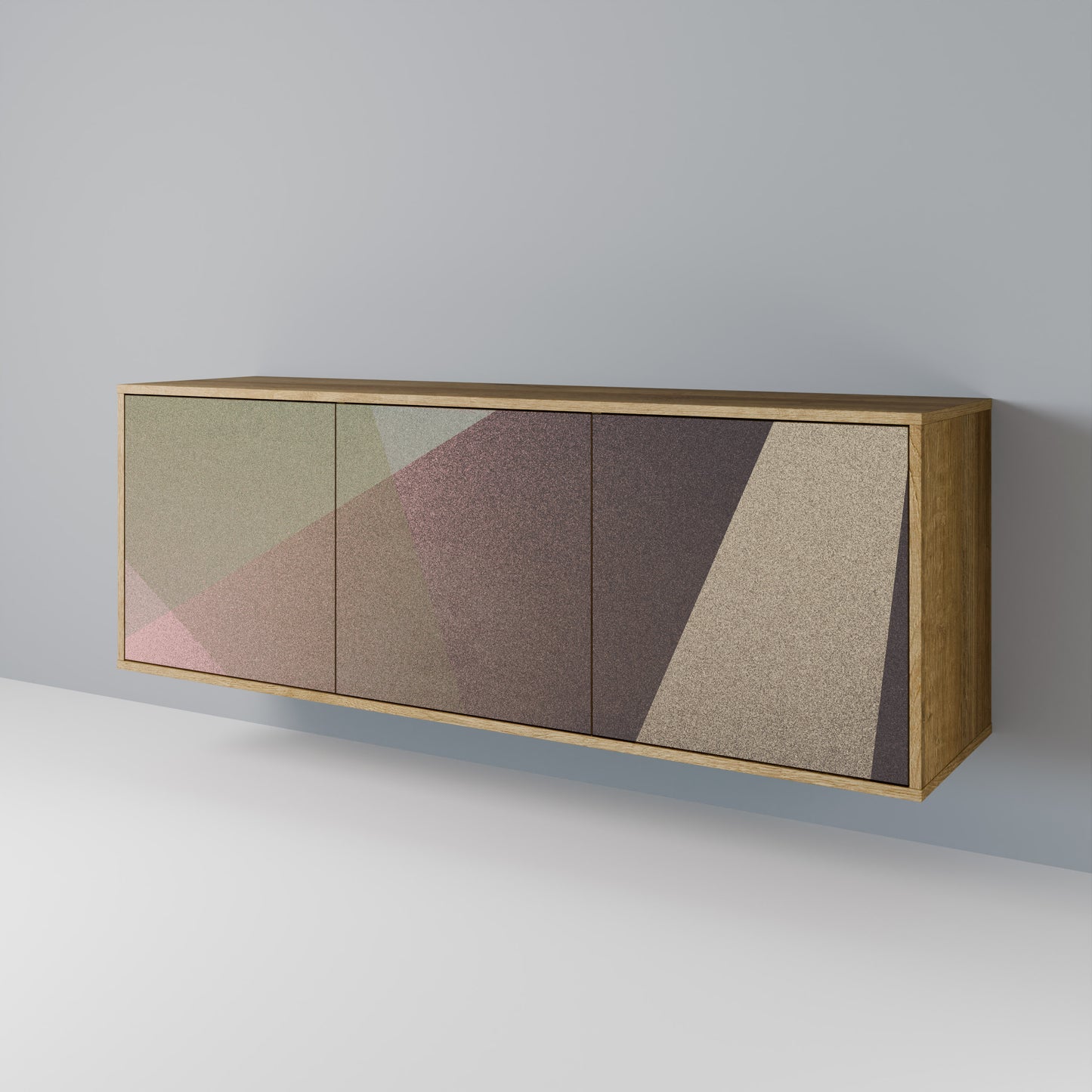 BEIGE GEOMETRY Skänk med tre dörrar