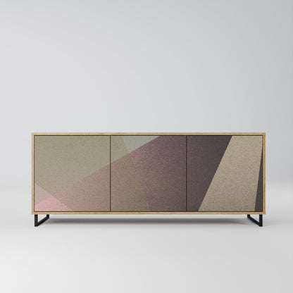 BEIGE GEOMETRY 3-dörrars skänk i ekeffekt