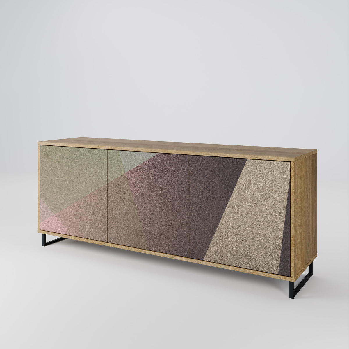 BEIGE GEOMETRY Skänk med tre dörrar