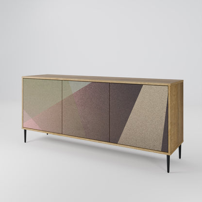 BEIGE GEOMETRY 3-dörrars skänk i ekeffekt