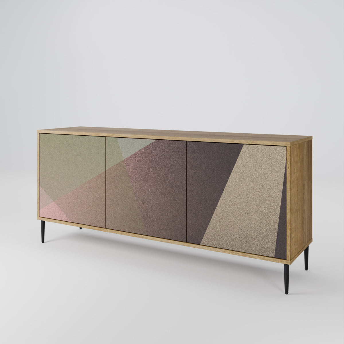 BEIGE GEOMETRY Skänk med tre dörrar