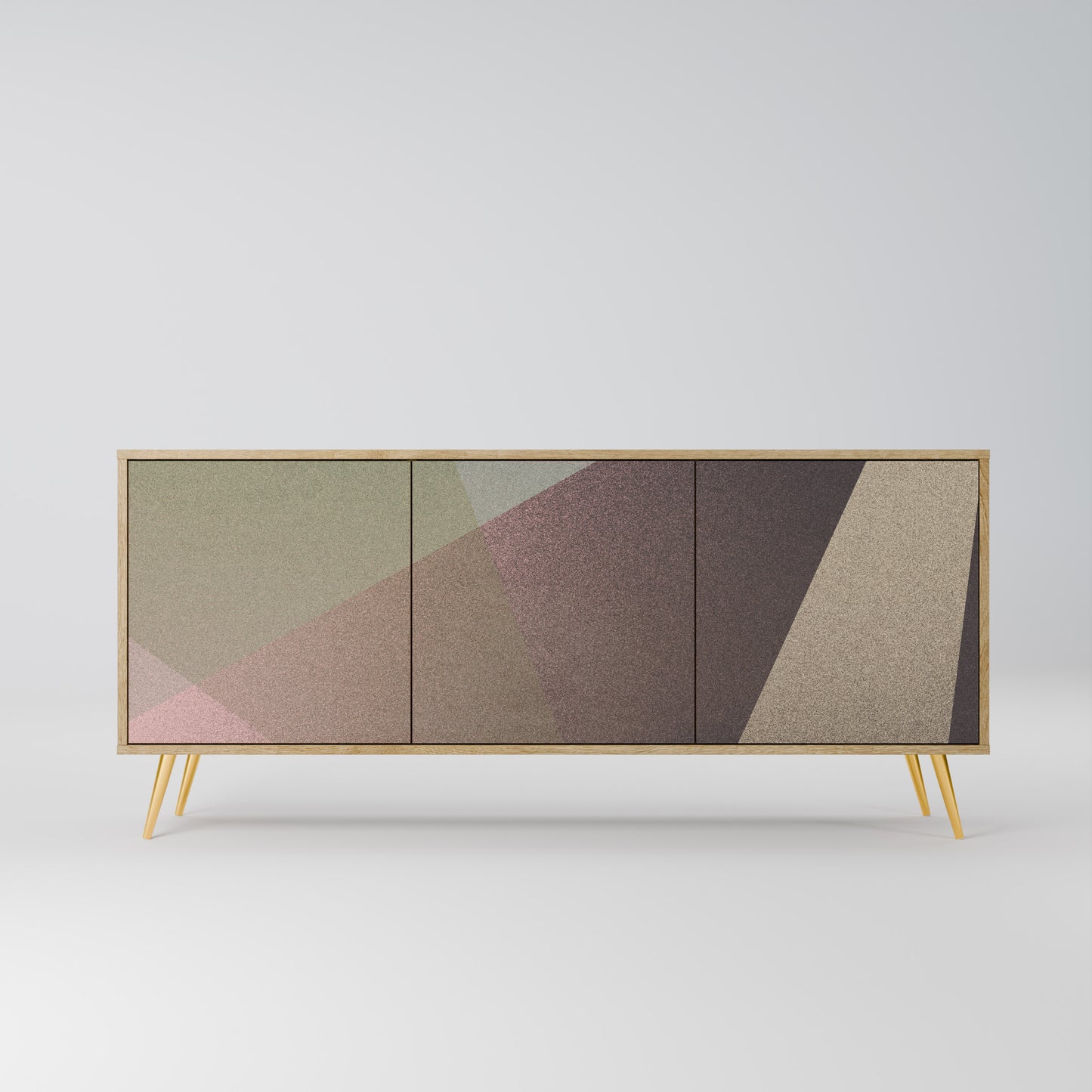 BEIGE GEOMETRY 3-dörrars skänk i ekeffekt