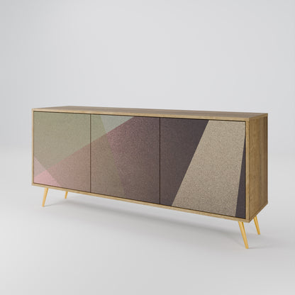 BEIGE GEOMETRY 3-dörrars skänk i ekeffekt
