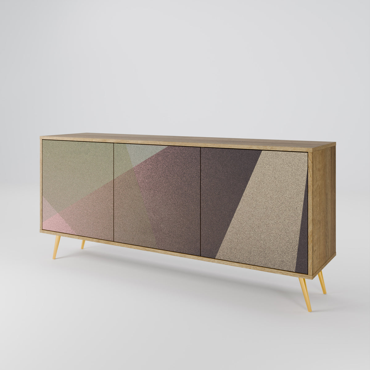 BEIGE GEOMETRY Skänk med tre dörrar