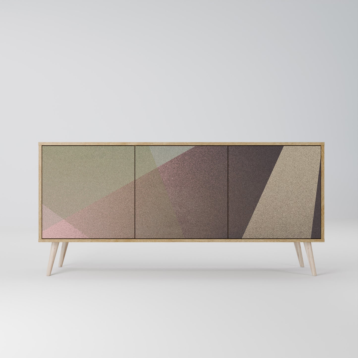 BEIGE GEOMETRY 3-dörrars skänk i ekeffekt