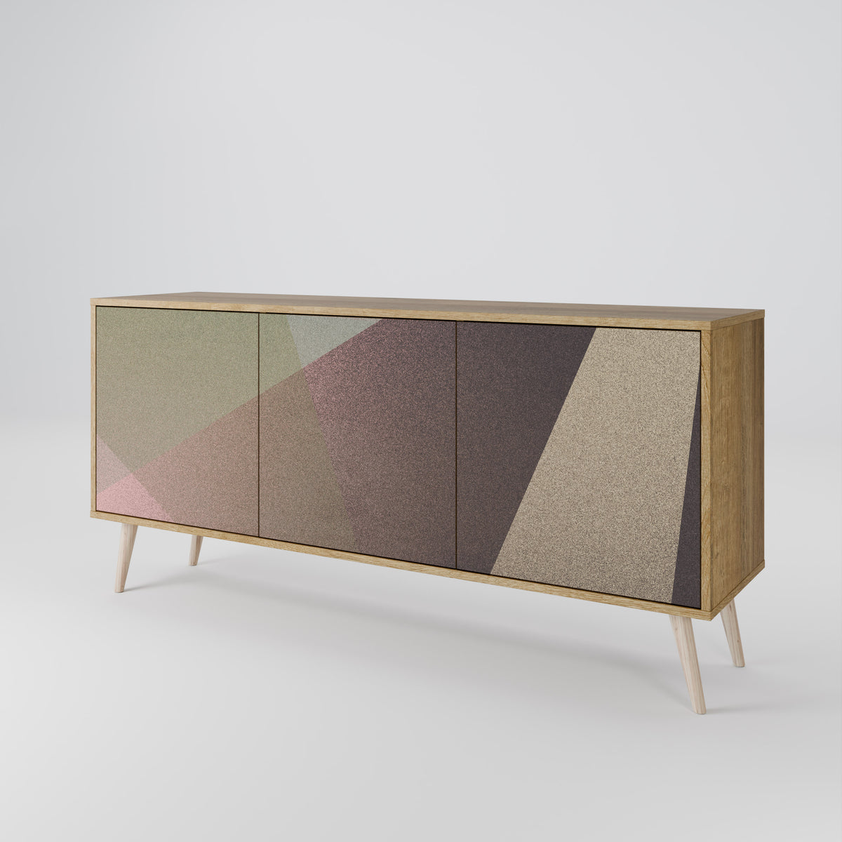 BEIGE GEOMETRY Skänk med tre dörrar