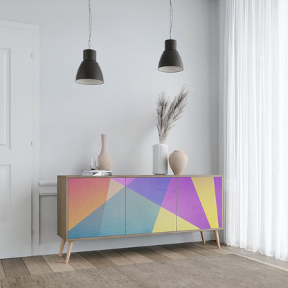 LJUS GEOMETRI 3-dörrars skänk i ekeffekt