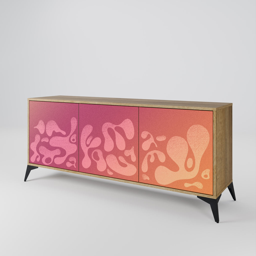 IRREGULAR PINK 3-Door Sideboard in Oak Effect