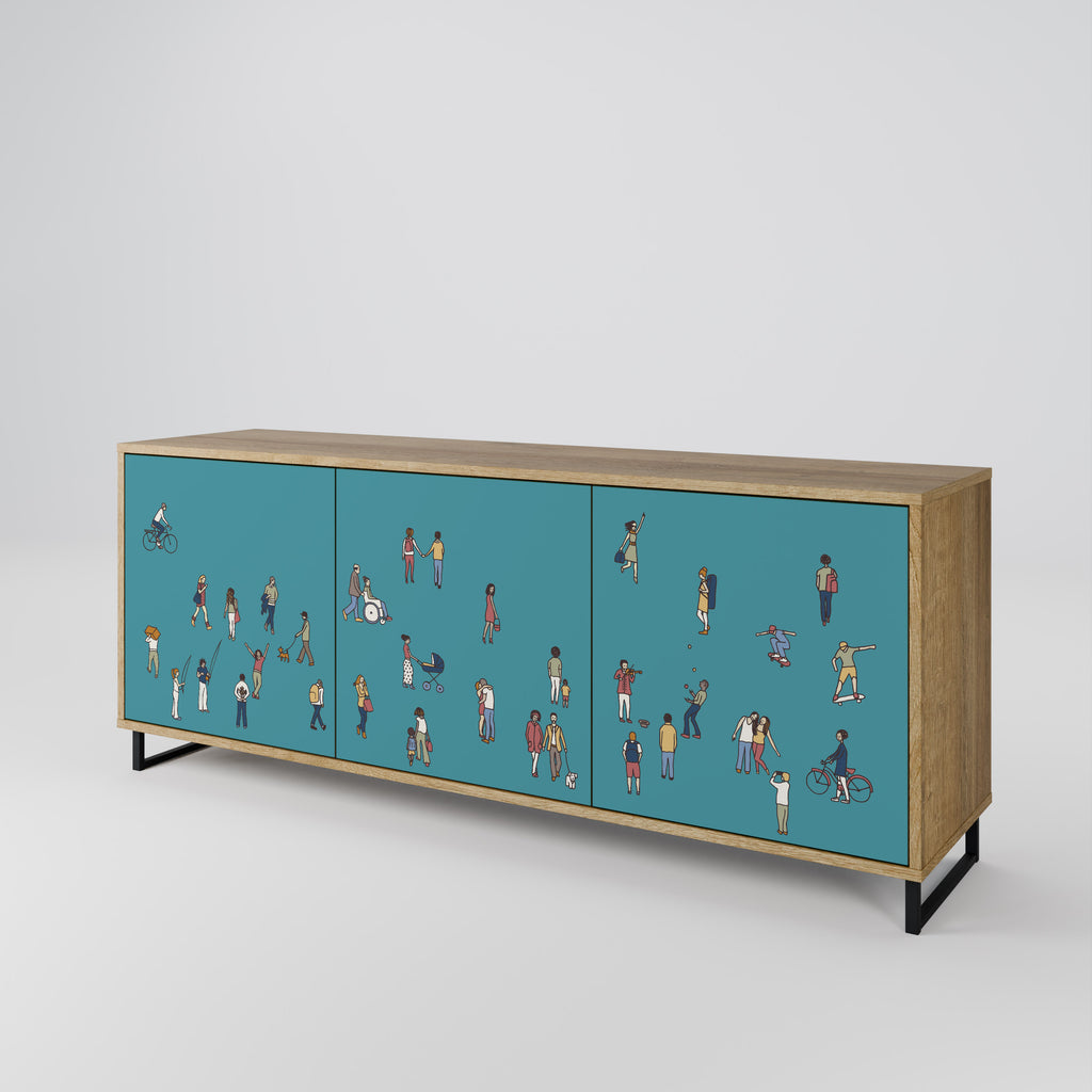 COLLECTIVE STREAM 3-Door Sideboard in Oak Effect
