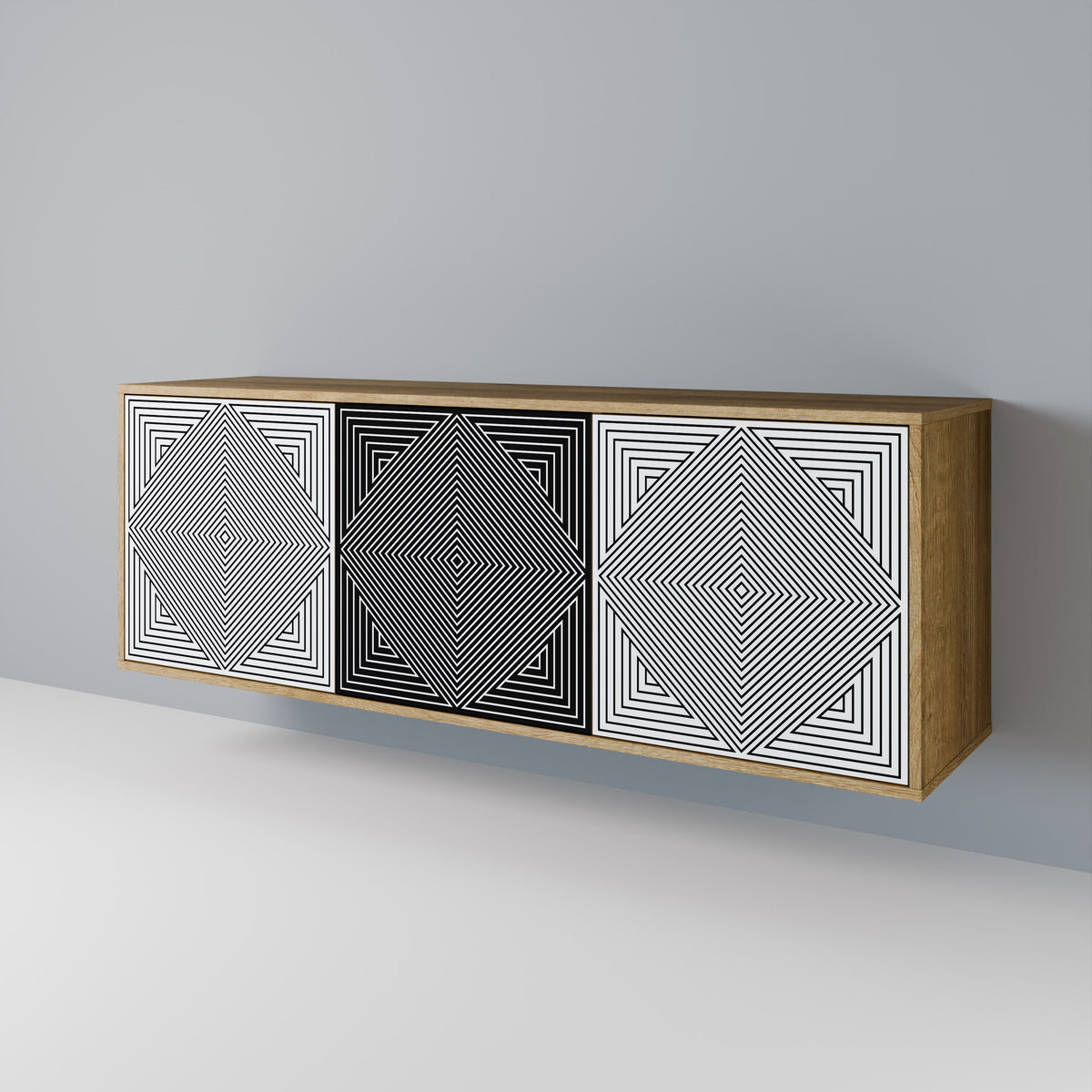 POLYGON ILLUSION Skänk med tre dörrar