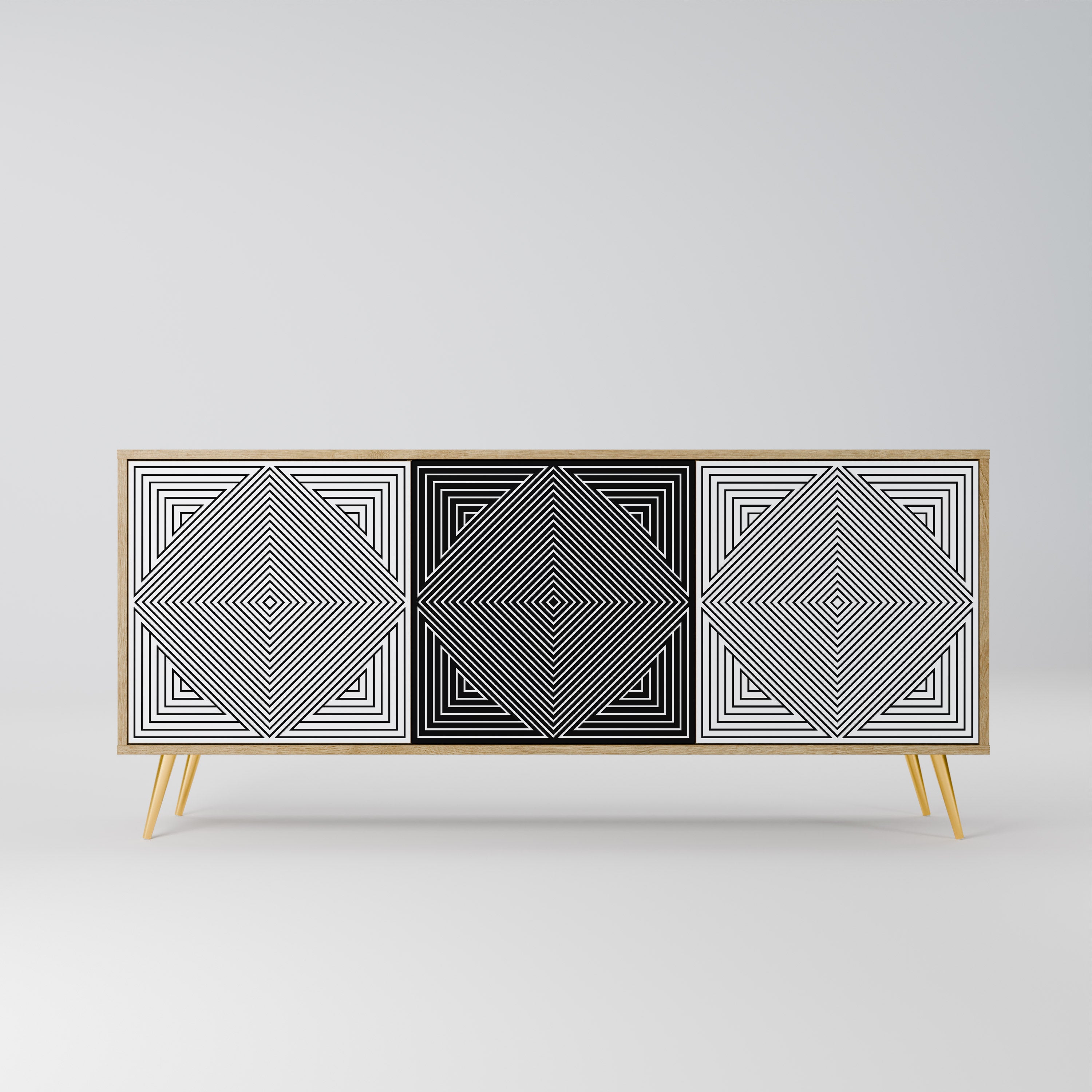 POLYGON ILLUSION 3-Door Sideboard in Oak Effect
