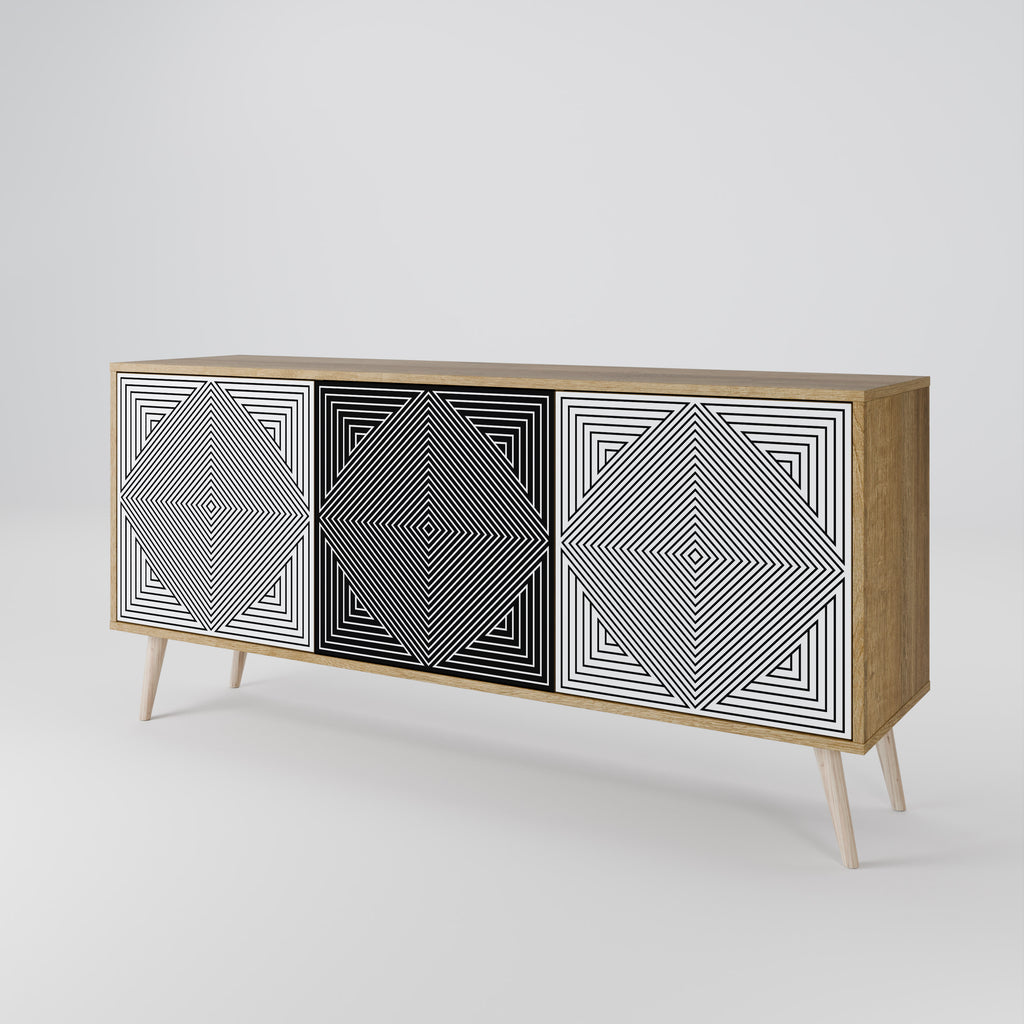 POLYGON ILLUSION 3-Door Sideboard in Oak Effect