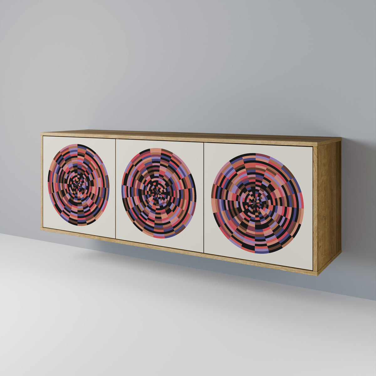 BROWN CIRCLES Skänk med tre dörrar