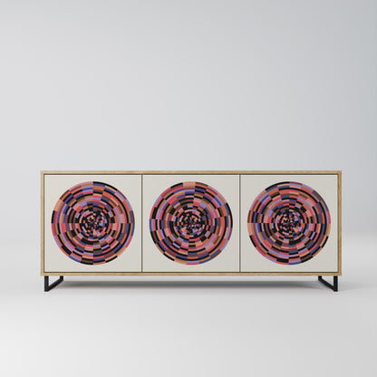 BROWN CIRCLES 3-Door Sideboard in Oak Effect