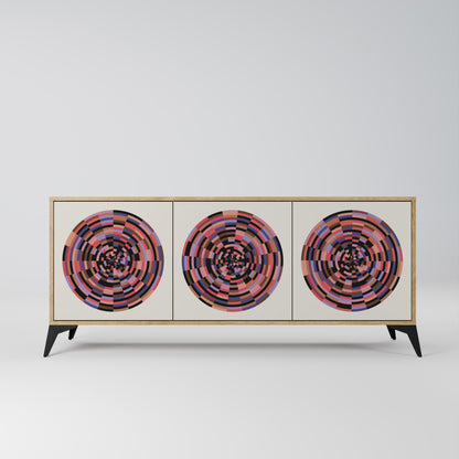 BROWN CIRCLES 3-Door Sideboard in Oak Effect
