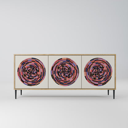BROWN CIRCLES 3-Door Sideboard in Oak Effect