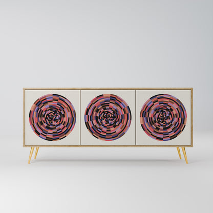 BROWN CIRCLES 3-Door Sideboard in Oak Effect