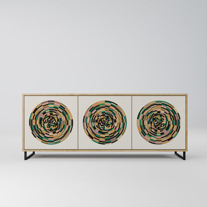 GREEN CIRCLES 3-Door Sideboard in Oak Effect
