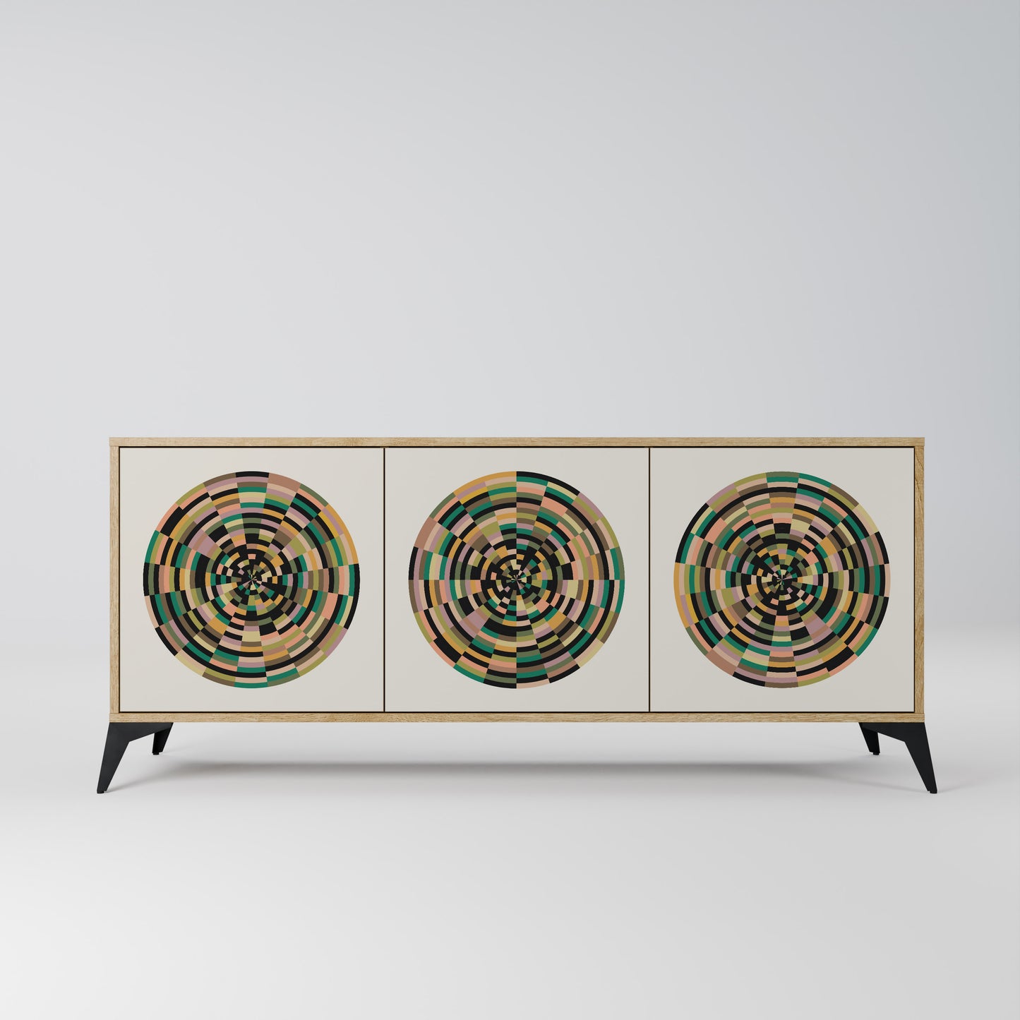 GREEN CIRCLES 3-Door Sideboard in Oak Effect