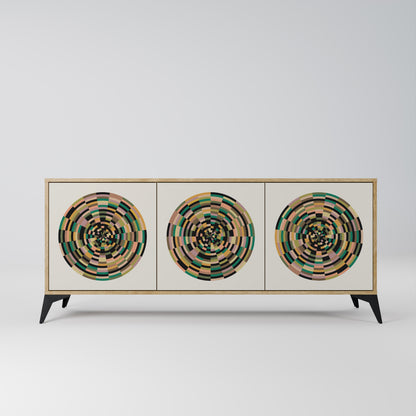 GREEN CIRCLES 3-Door Sideboard in Oak Effect