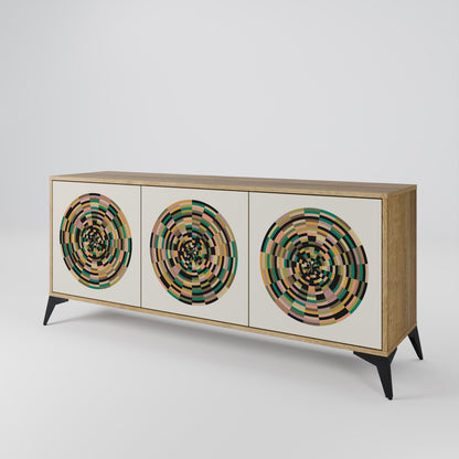 GREEN CIRCLES 3-Door Sideboard in Oak Effect