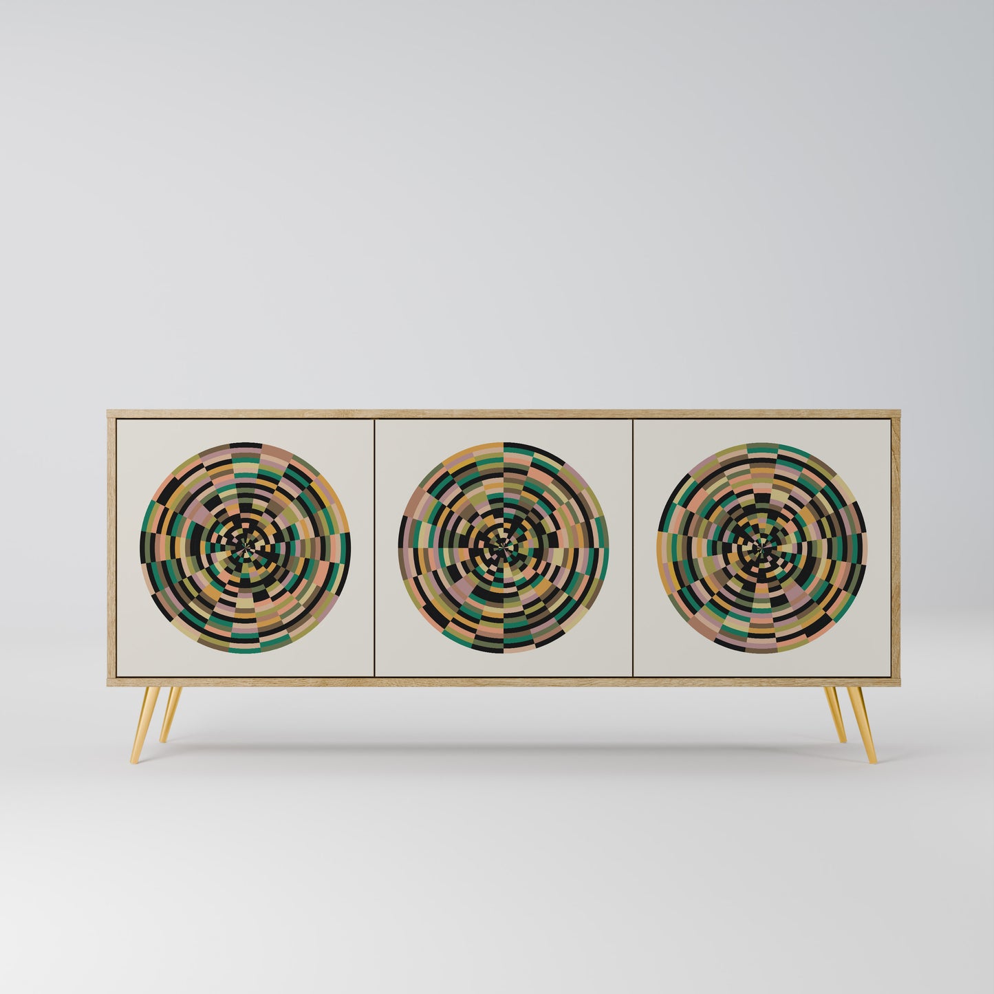 GREEN CIRCLES 3-Door Sideboard in Oak Effect