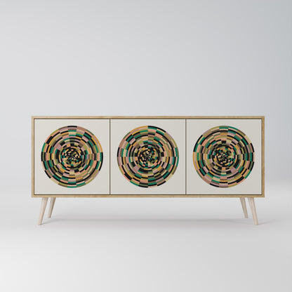 GREEN CIRCLES 3-Door Sideboard in Oak Effect