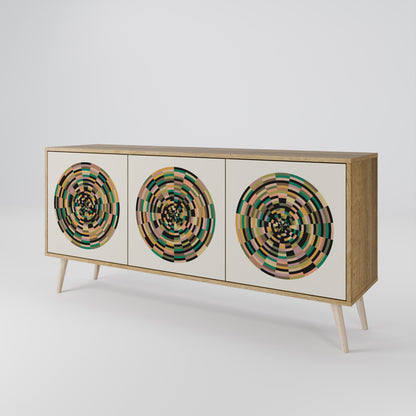 GREEN CIRCLES 3-Door Sideboard in Oak Effect