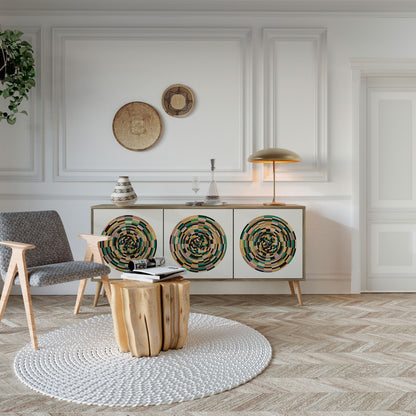GREEN CIRCLES 3-Door Sideboard in Oak Effect