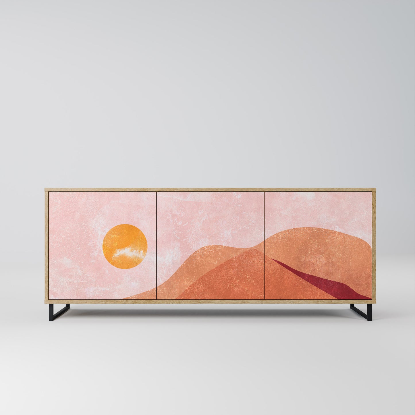 LUMINOUS SUNLIGHT 3-Door Sideboard in Oak Effect