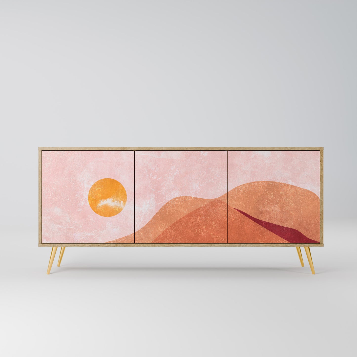 LUMINOUS SUNLIGHT 3-Door Sideboard in Oak Effect