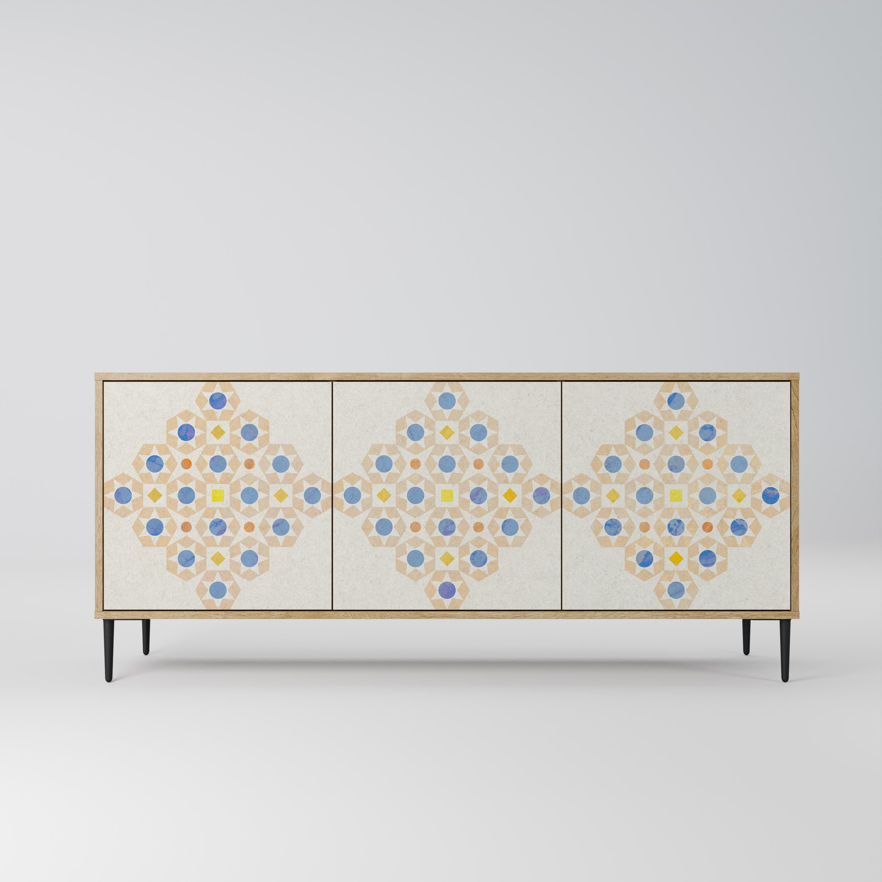 PATTERNED PRISM 3-Door Sideboard in Oak Effect