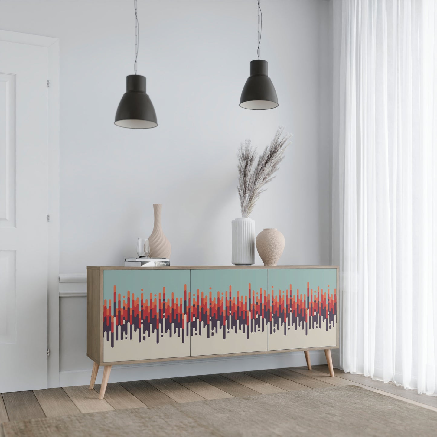CHROMA CONTOURS 3-Door Sideboard in Oak Effect