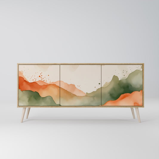WATERCOLOR PEAKS 3-dörrars skänk i ekeffekt