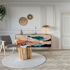 ABSTRACT LANDSCAPE 3-Door Sideboard in Oak Effect