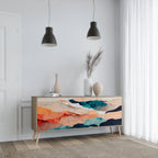 ABSTRACT LANDSCAPE 3-Door Sideboard in Oak Effect