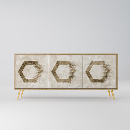 HEXAGONAL FORM 3-Dörrars skänk i ekeffekt