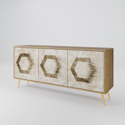 HEXAGONAL FORM 3-Dörrars skänk i ekeffekt