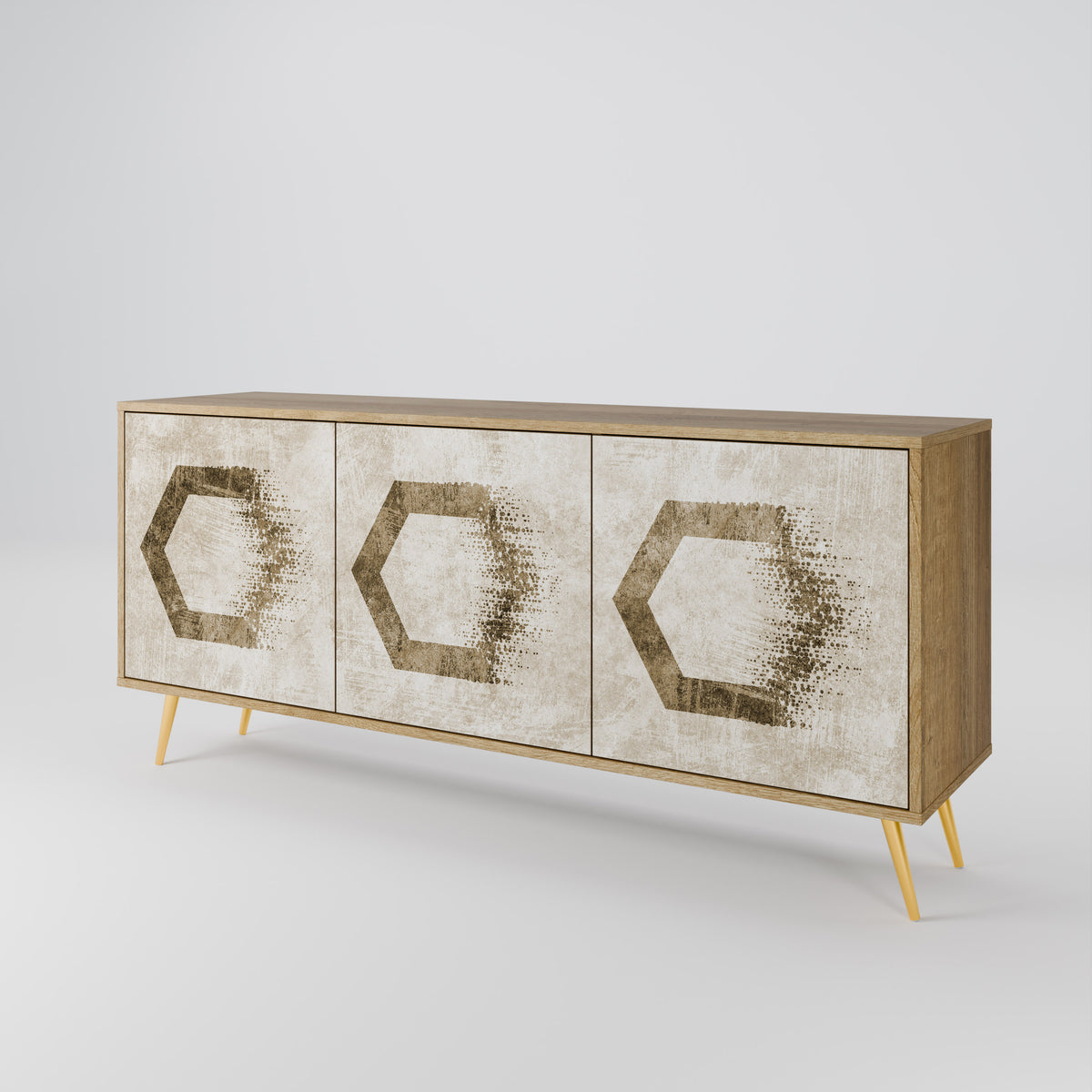 HEXAGONAL SHAPES Skänk med tre dörrar