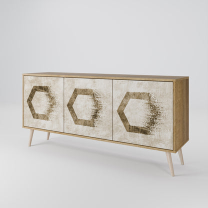 HEXAGONAL FORM 3-Dörrars skänk i ekeffekt